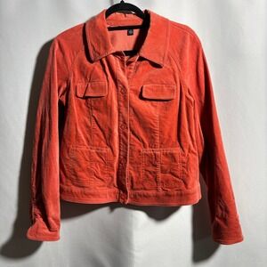 VTG Y2K Trousers Etc Pink Orange Salmon Coral Velvet Jacket‎ Womens 6 Retro